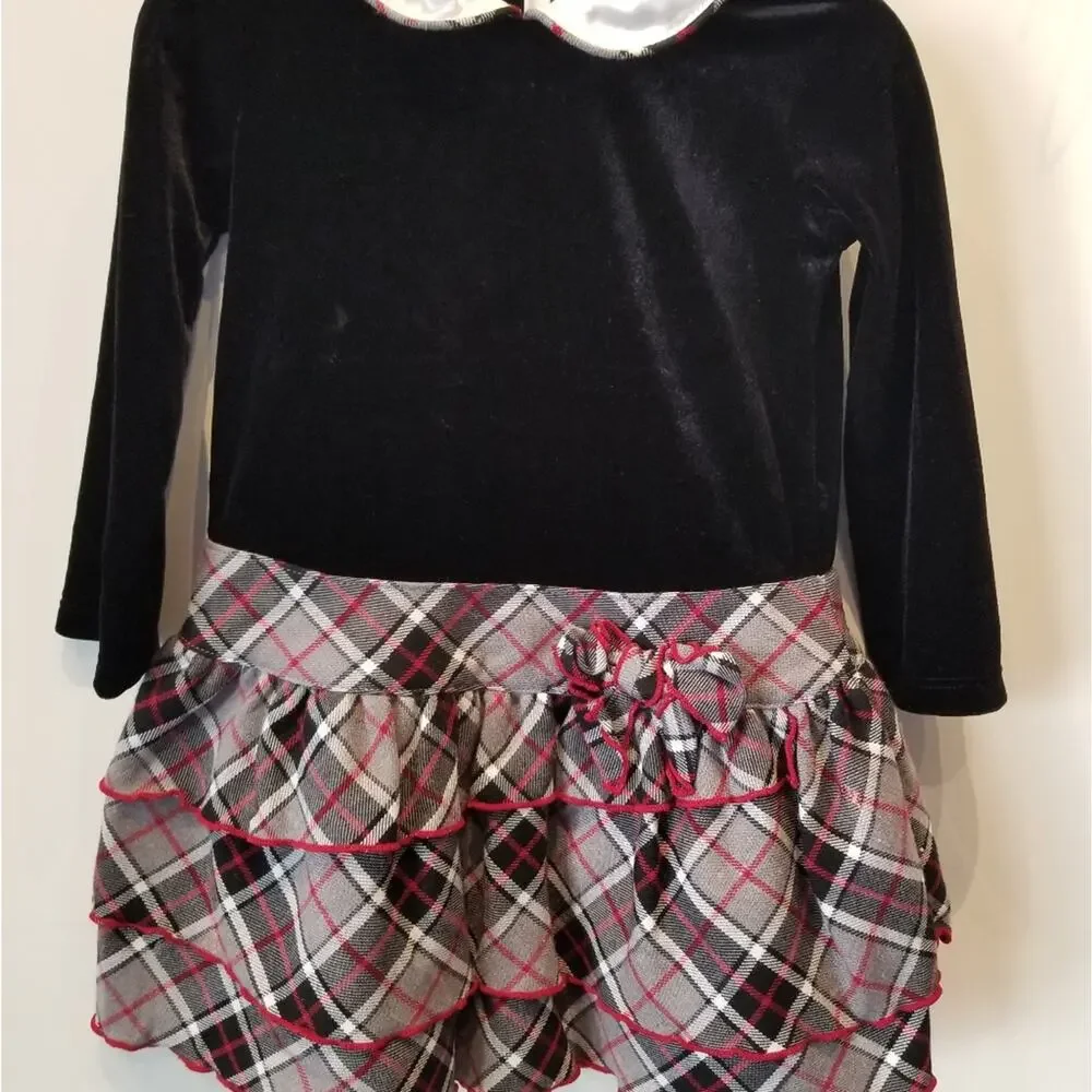 The Children's Place Velvet Plaid Dress &‎ Hat